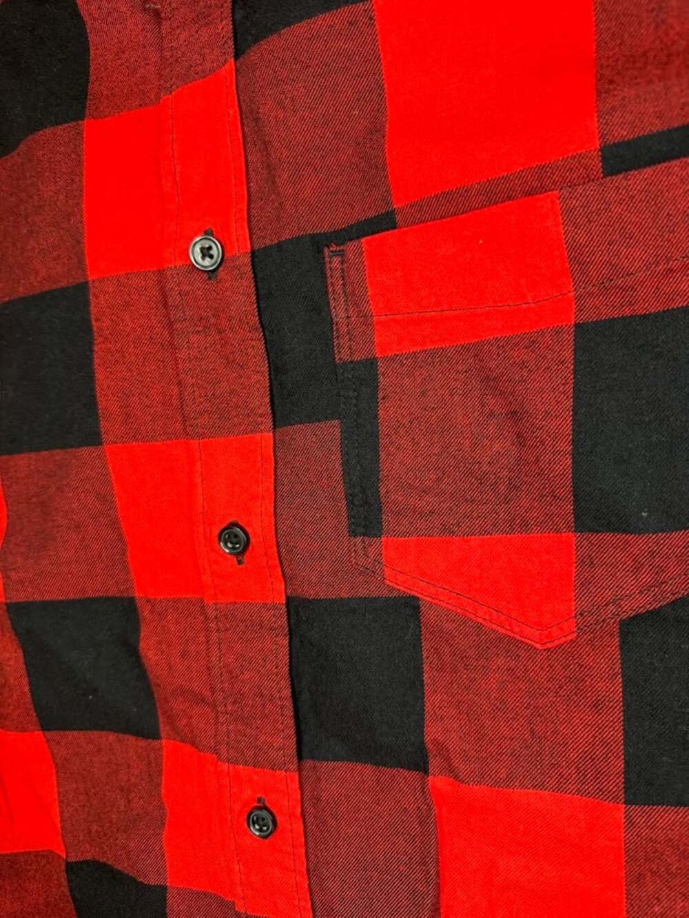 Red Black Buffalo Plaid Flannel Button Up Shirt Long Sleeve Small - Picture 4 of 4